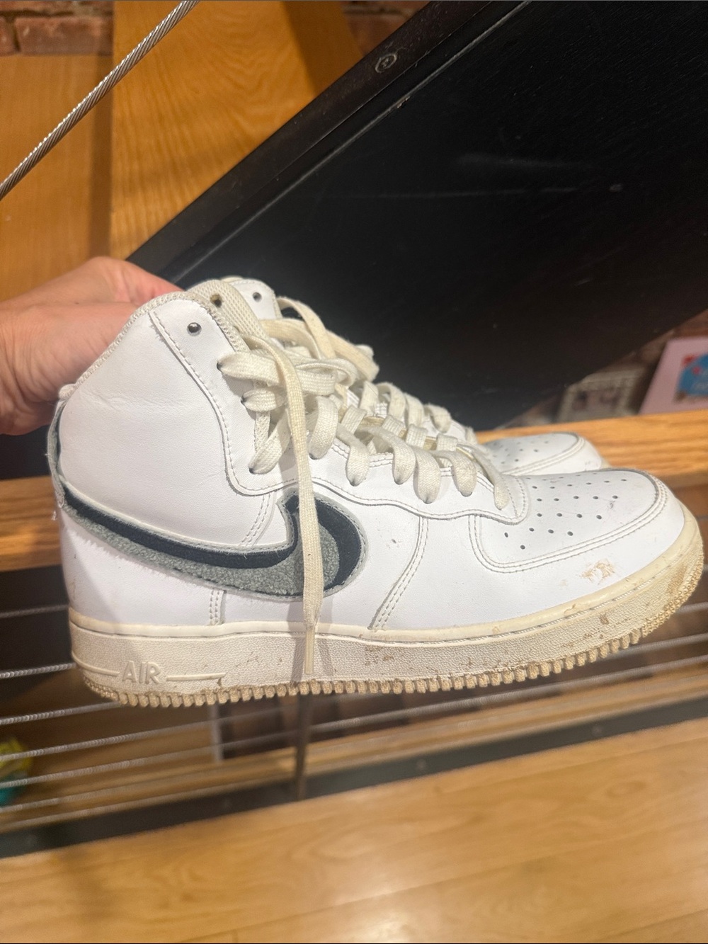 Nike air force 1 White High-Top Sneakers with Black Swoosh Accent